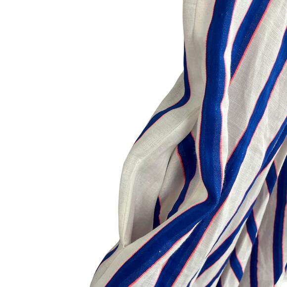 Milly Midi Length Monroe Dress Blue White Striped Linen Blend Womens 6 AS IS - Picture 6 of 9